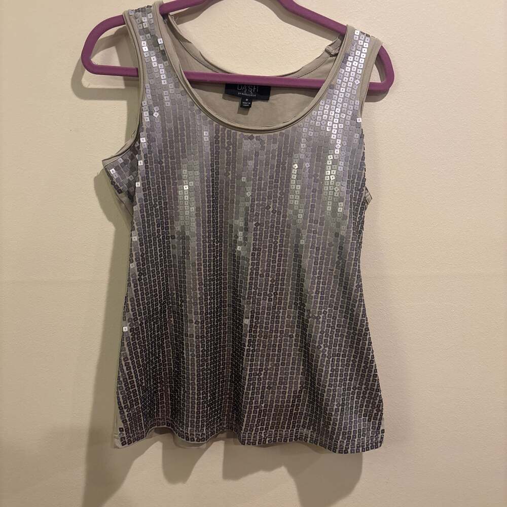 DASH by Kardashian Silver Sequin tank Top